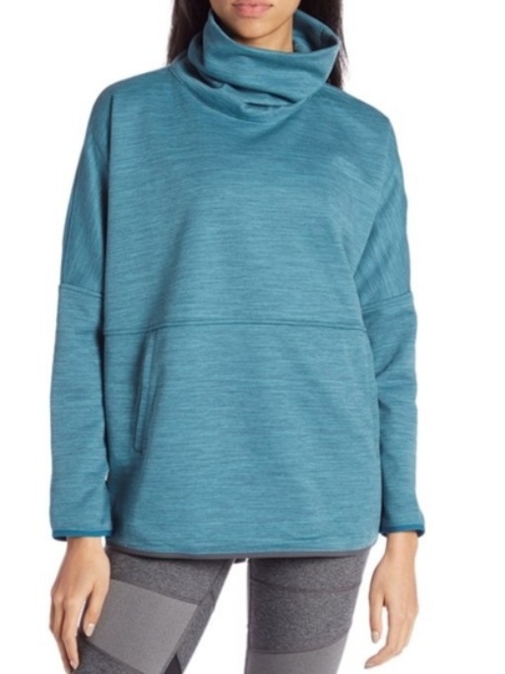 North Face Slacker Poncho Teal Front Pocket Turtleneck Dolman Sleeve Size S